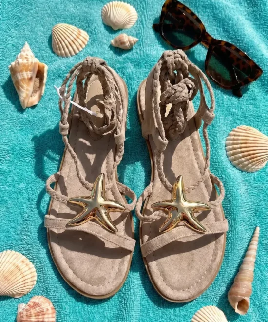 Sandalias planas de cuerda de mujer estilo romano muy ligeras