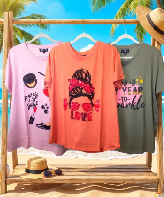 Camiseta oversize estampada de manga corta para mujer en mirishop