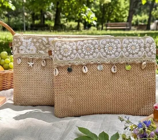 Bolso de mano de rafia Pure Essence