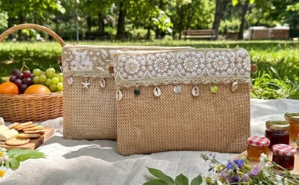 Bolso de mano de rafia Pure Essence